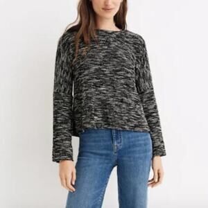 Madewell Marled Button-Shoulder Wide-Sleeve Top